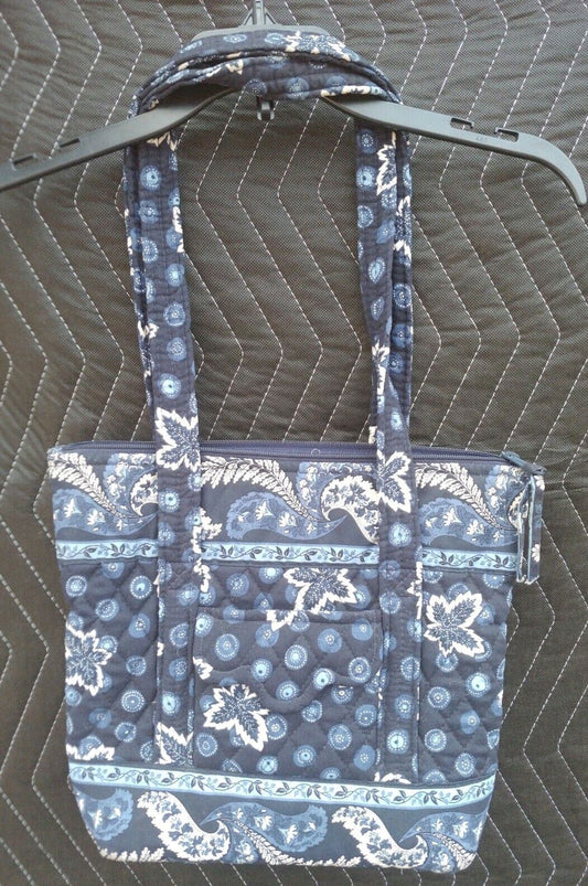 Vera Bradley Miller Shoulder hand bag purse blue w/ floral - zip closure