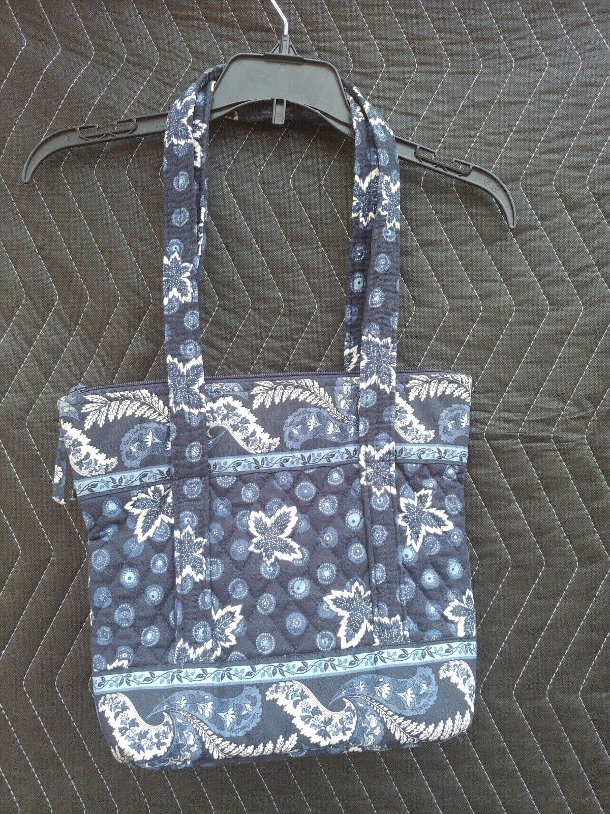 Vera Bradley Miller Shoulder hand bag purse blue w/ floral - zip closure