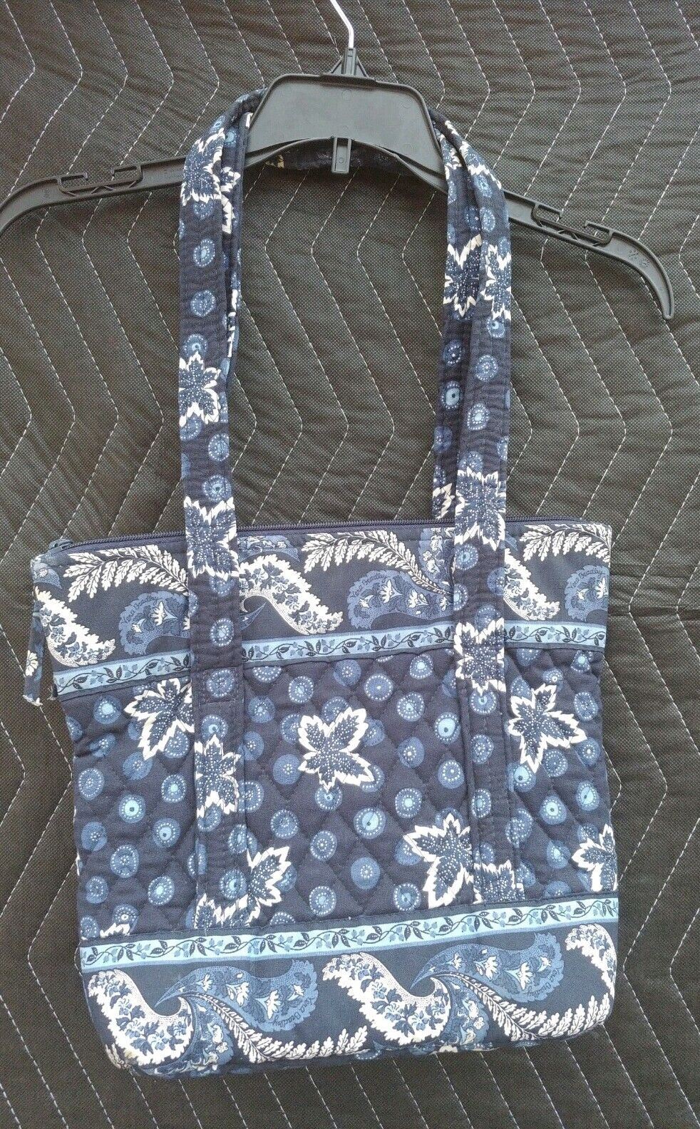 Vera Bradley Miller Shoulder hand bag purse blue w/ floral - zip closure