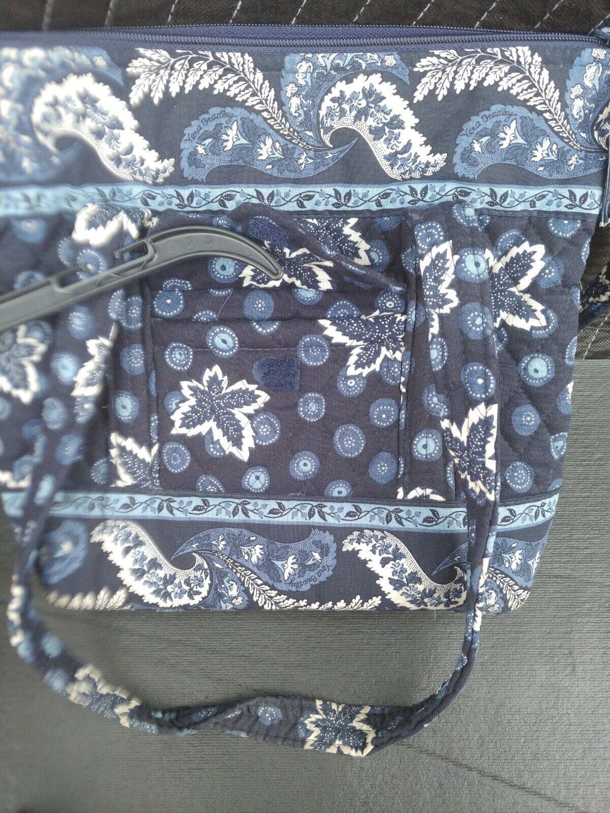 Vera Bradley Miller Shoulder hand bag purse blue w/ floral - zip closure