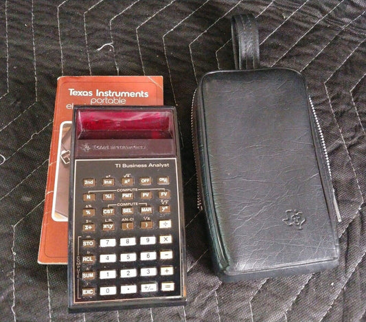 Vintage Original Texas Instruments TI Business Analyst Calculator, Case & Manual