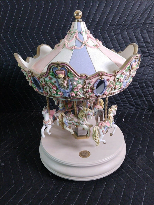 San Francisco Music Box Carousel  Les Fleurs De Amour Limited Edition 6 Horse