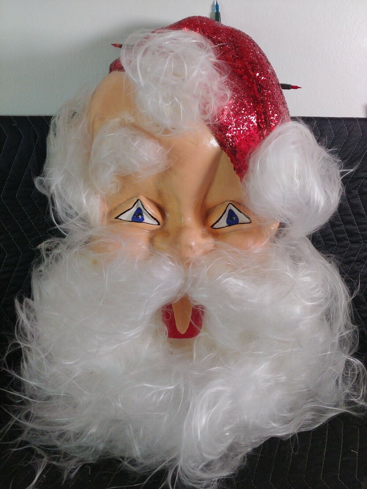 Vintage Paper Mache, Papier-Mâché , Pulp, Santa Claus Face w/ beard - Christmas