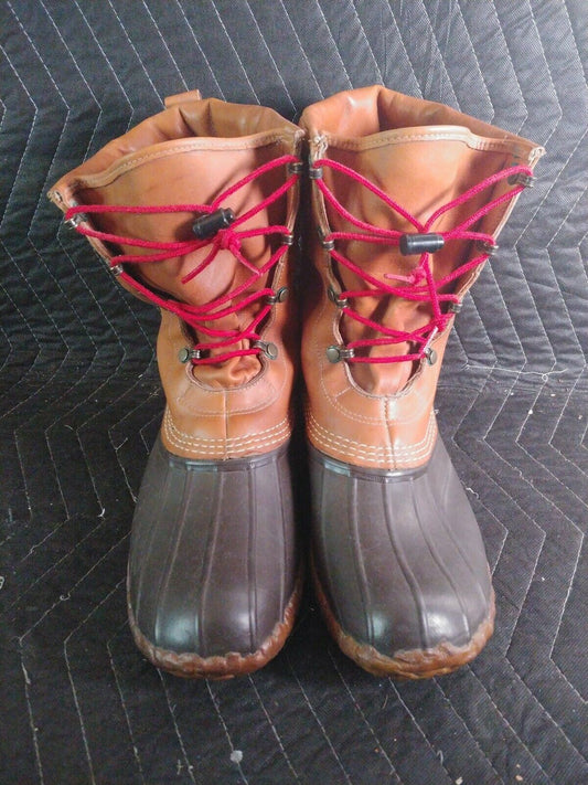 VINTAGE Mens LL Bean Brown Maine Hunting Shoes Duck Boots 12 Rain Rubber Leather