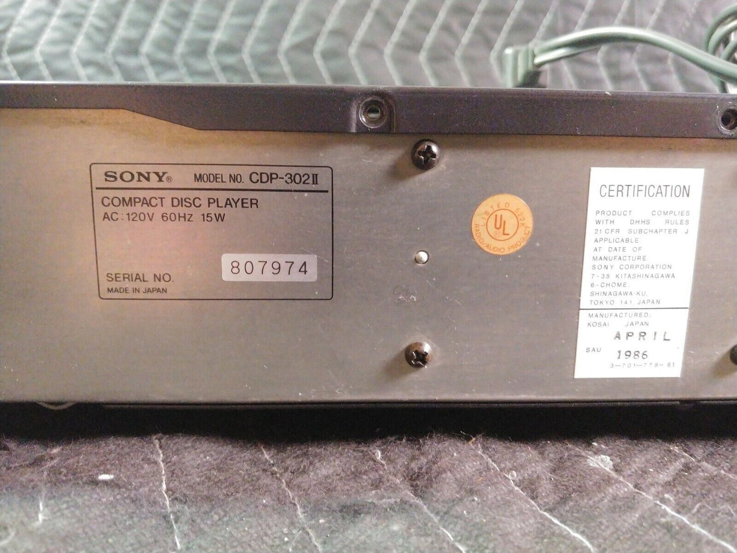 Sony CDP-302 ii Compact Disc Player