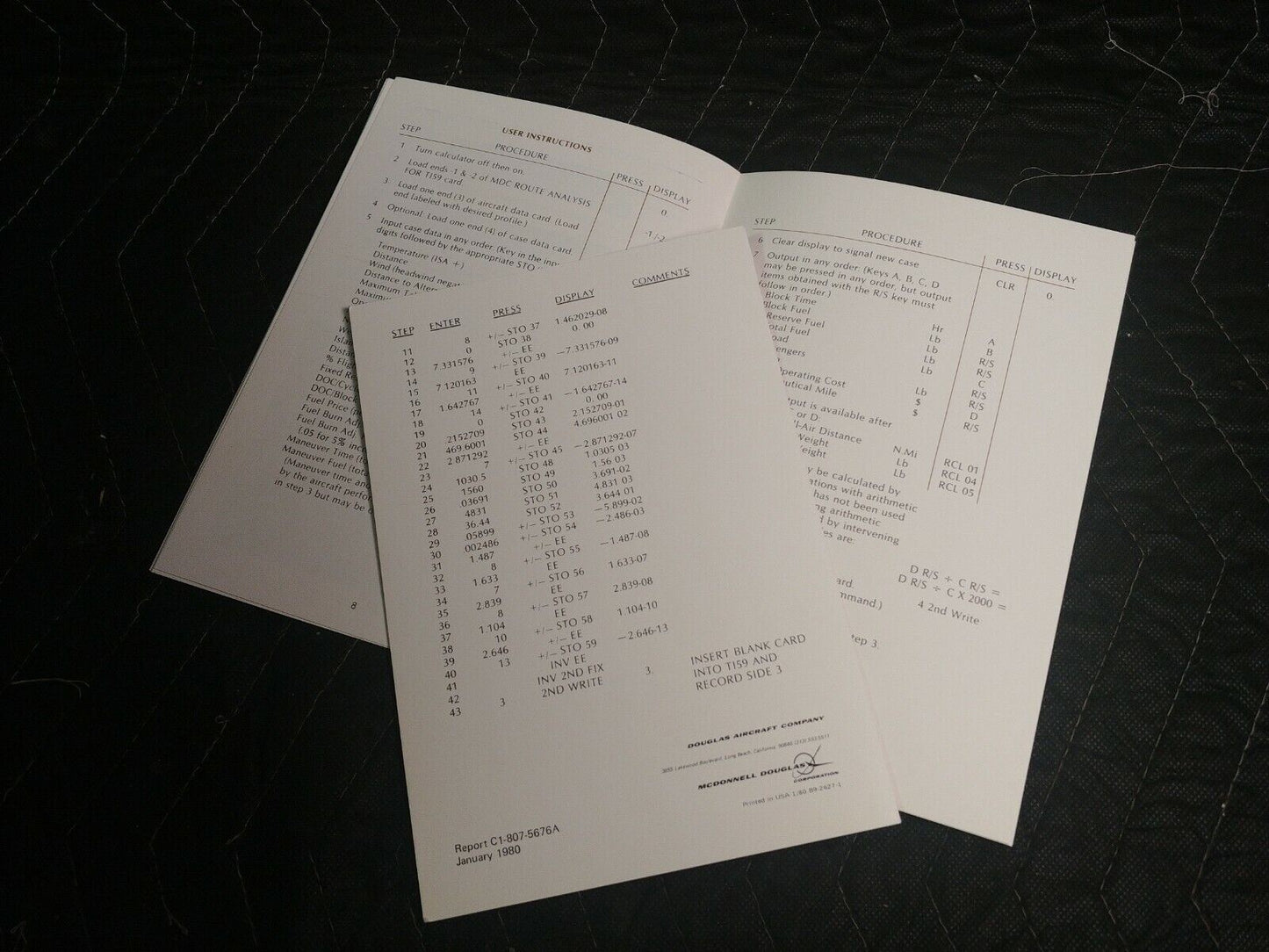 MDC Route Analysis Manual for TI-59 McDonnell Douglas w/ Sample Problem