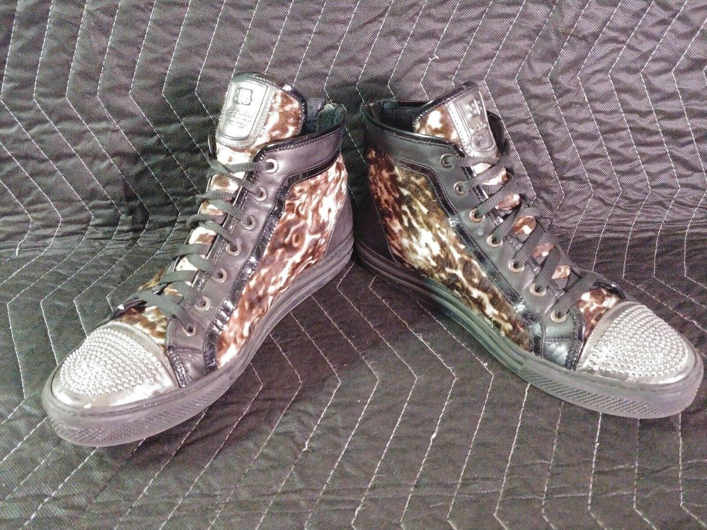 Baldinini High Top Sneakers Leopard Zip Rhinestone - eu 39 - sz 8.5