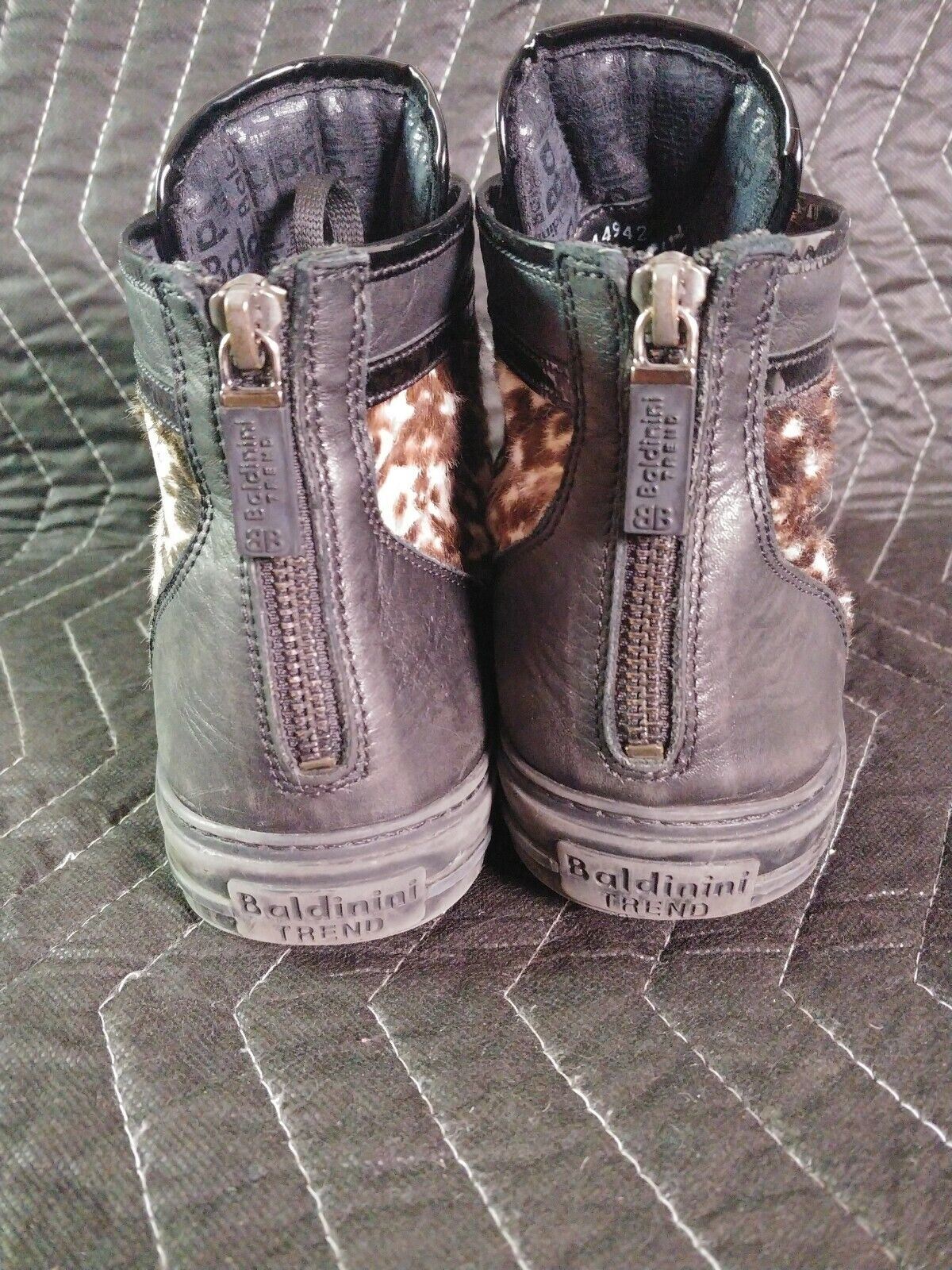 Baldinini High Top Sneakers Leopard Zip Rhinestone - eu 39 - sz 8.5