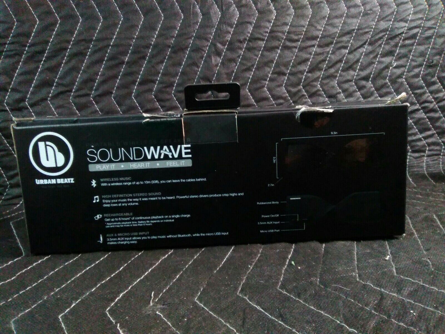Urban Beatz SOUNDWAVE Portable Wireless Bluetooth Speaker w/Rechargeable Battery