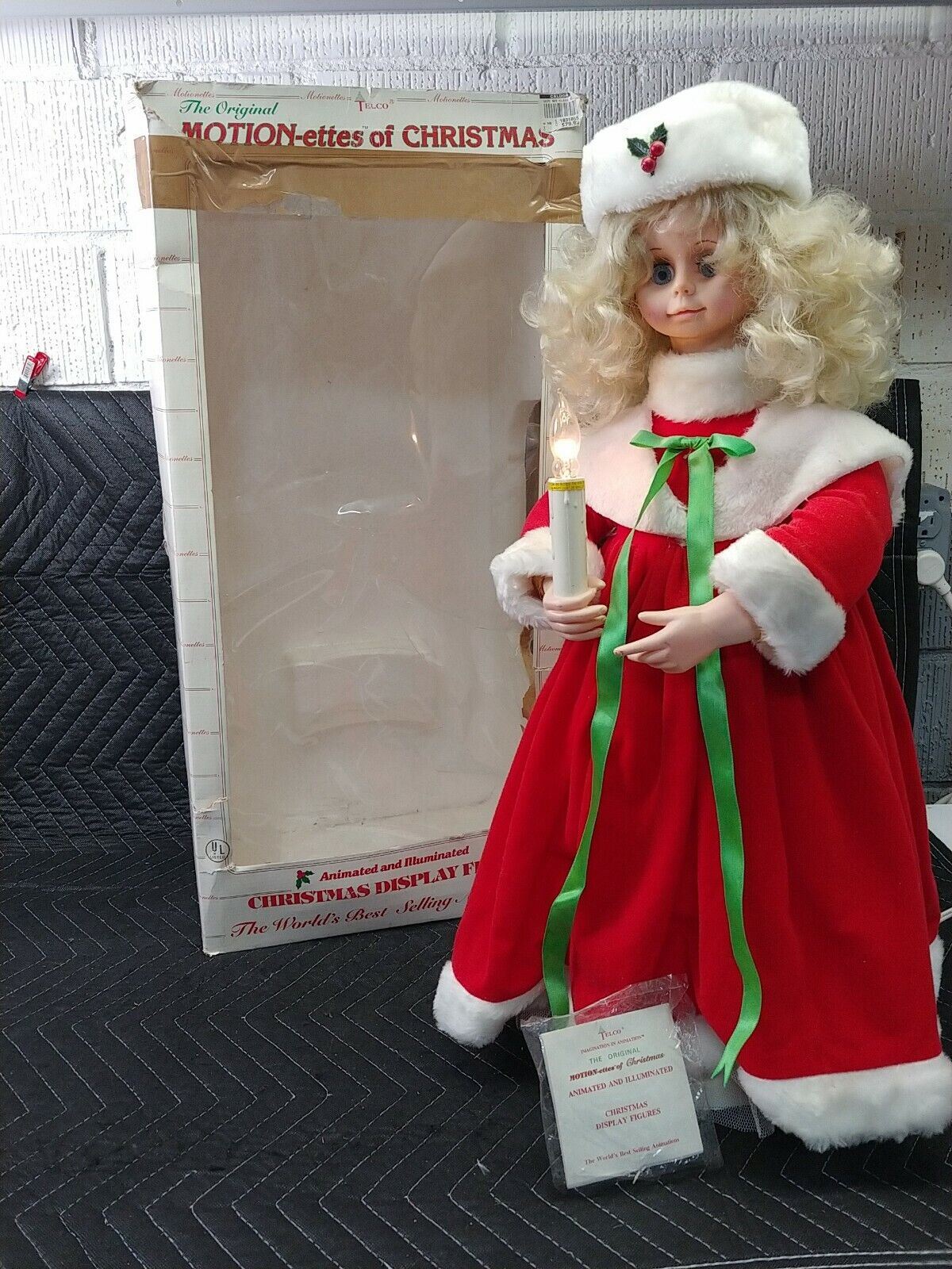 Vintage Animierter Beleuchtete 61cm Caroler Weihnachten Motion-Ette 1988 Telco