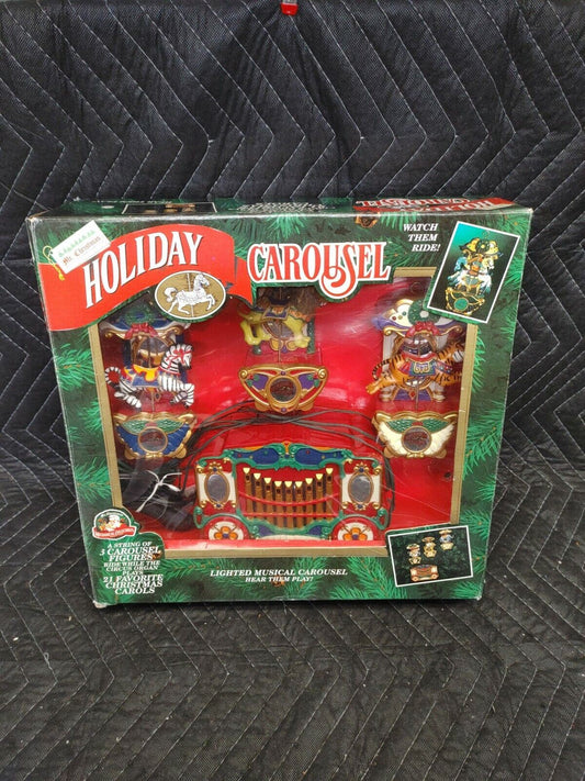 1995 Mr Christmas Holiday Carousel - 3x Animated Lighted Ornaments 21 Songs