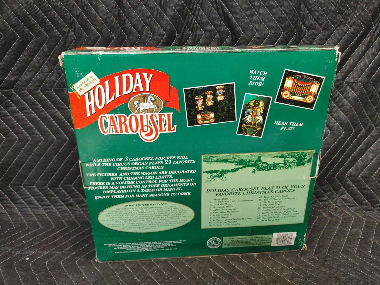 1995 Mr Christmas Holiday Carousel - 3x Animated Lighted Ornaments 21 Songs