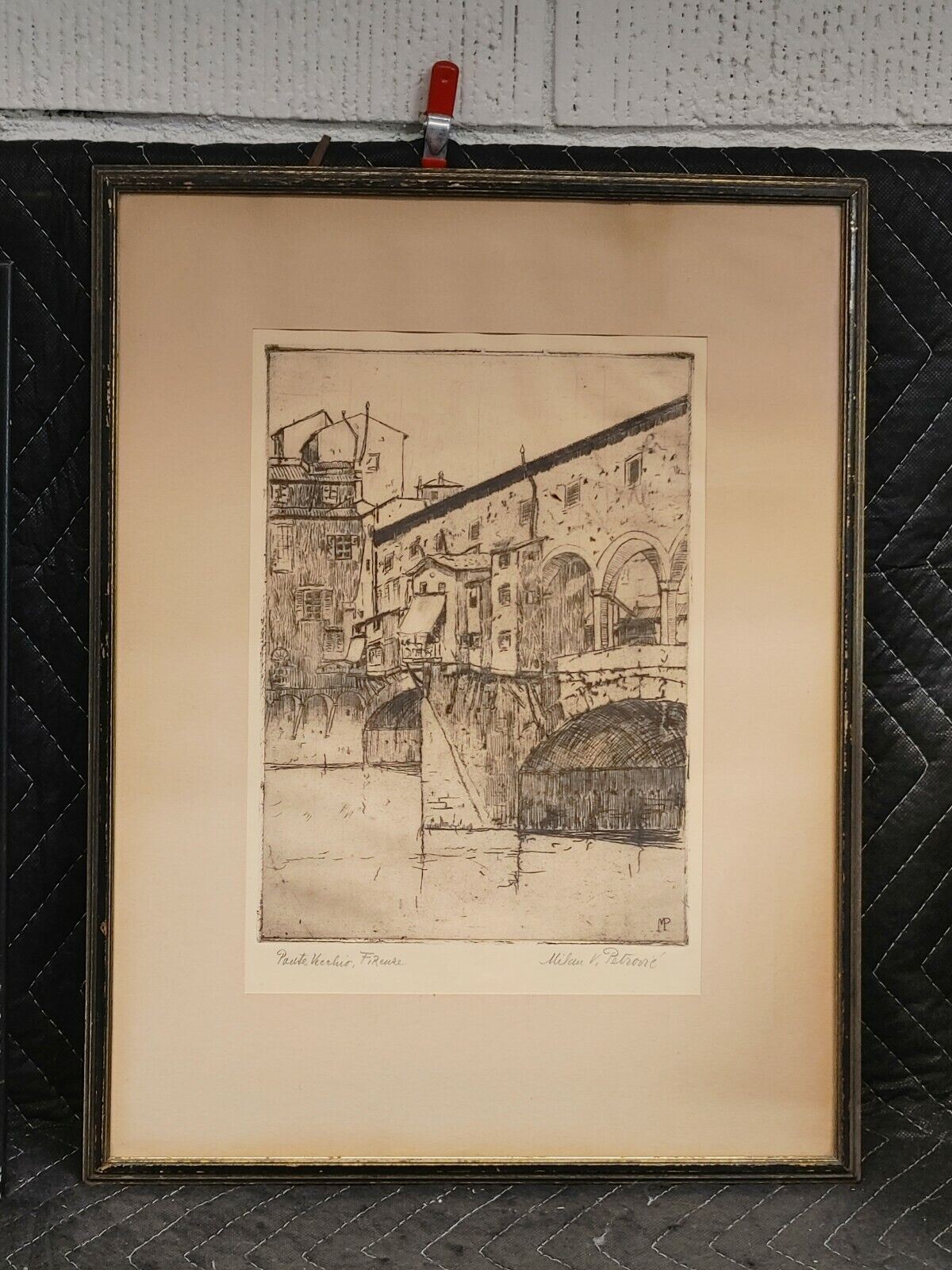 MILAN PETROVIC 'Ponte Vecchio, Florence', Frame 18"x14" - Art 12" x 8.25"