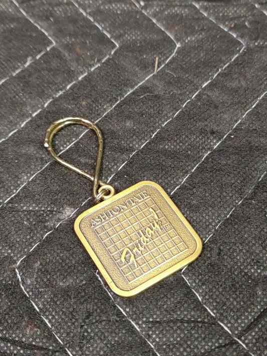 Vintage Ashton Tate Friday! Brass Keychain Old Software Advertising