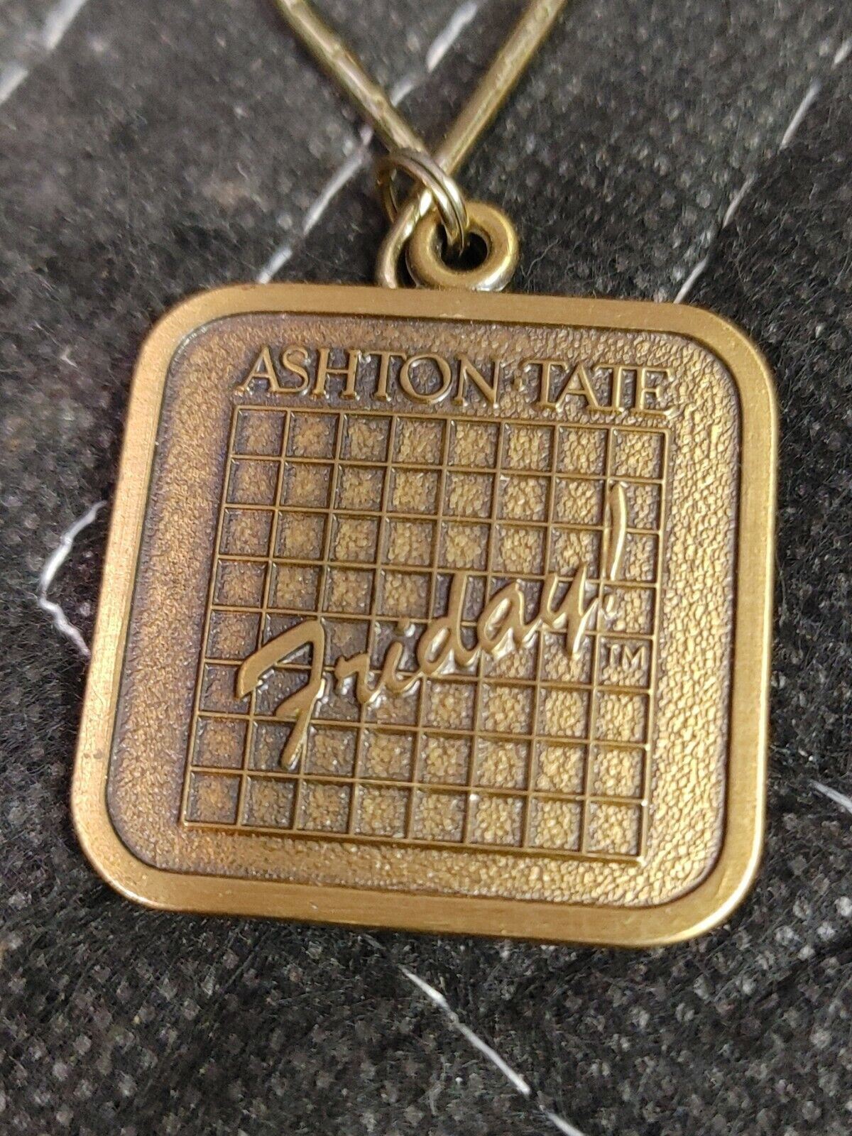 Vintage Ashton Tate Friday! Brass Keychain Old Software Advertising