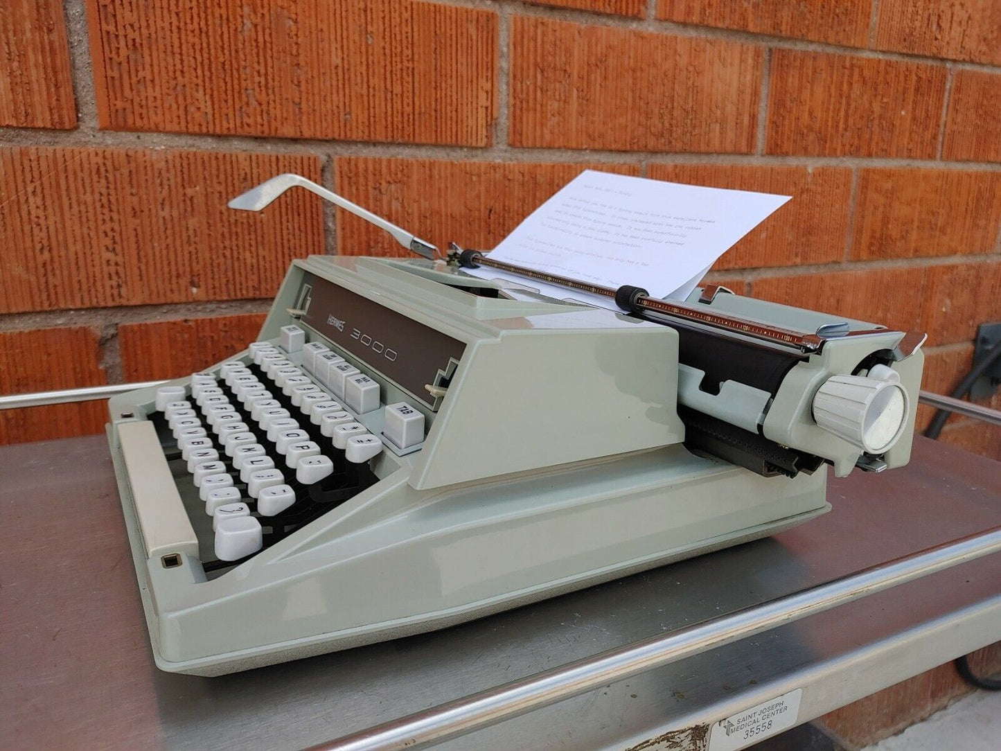 1971 HERMES 3000 PORTABLE TYPEWRITER  w/ soft dust cover and hard case - FRANCE