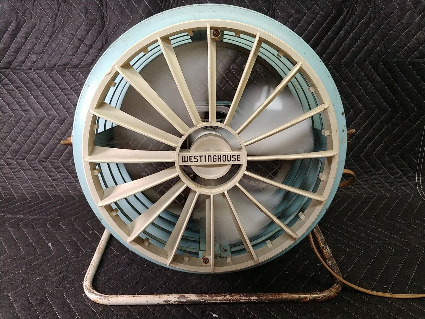 Vintage Westinghouse Riviera Floor Fan Turquoise Atomic Retro Mid Century AF-10