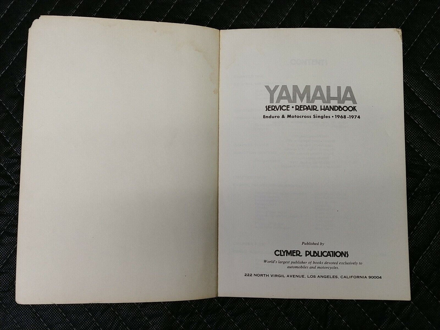 CLYMER YAMAHA 1968-1974 SERVICE REPAIR HANDBOOK FOR ENDURO & MOTOCROSS SINGLES