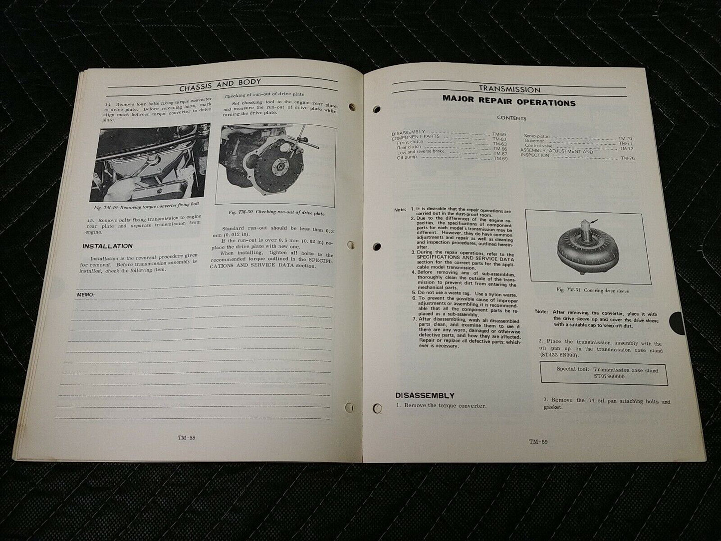 Nissan Model 3N71A Automatic Transmission Service Shop Repair Manual