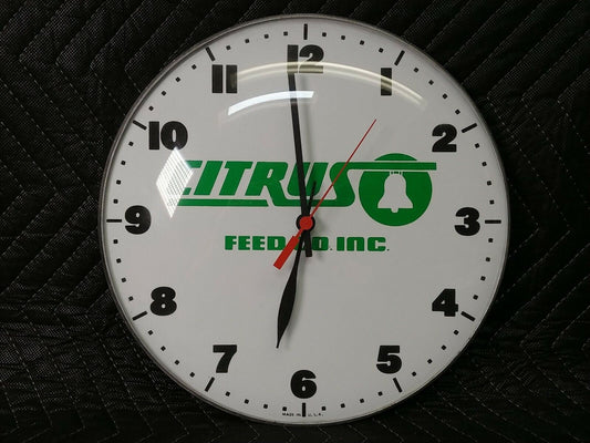 Vintage Citrus Feed Co. Inc. 12" Clock - Made in USA - For restoration