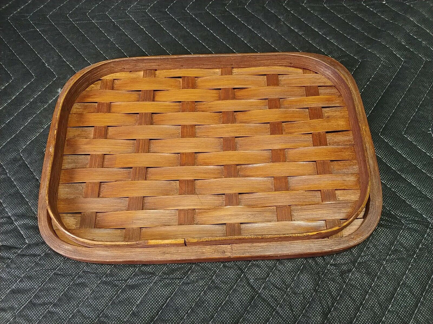 Vintage Bamboo And Reeds Woven Picnic Basket With Handles/Lid (16"L×12"W×7"D)