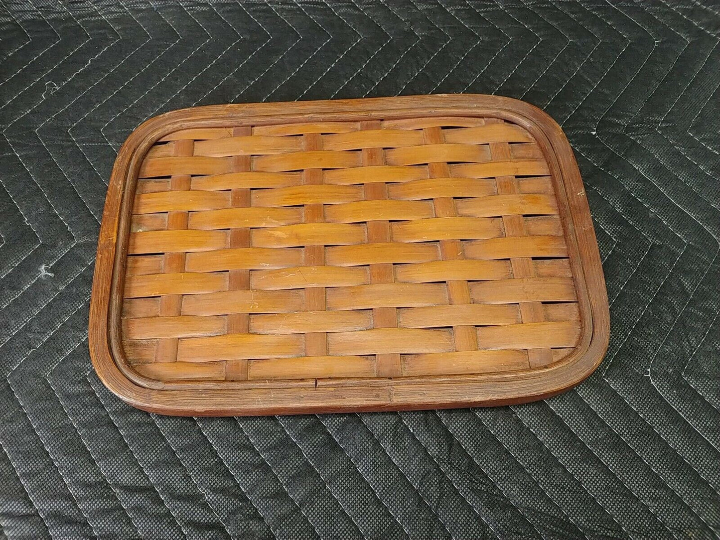 Vintage Bamboo And Reeds Woven Picnic Basket With Handles/Lid (16"L×12"W×7"D)