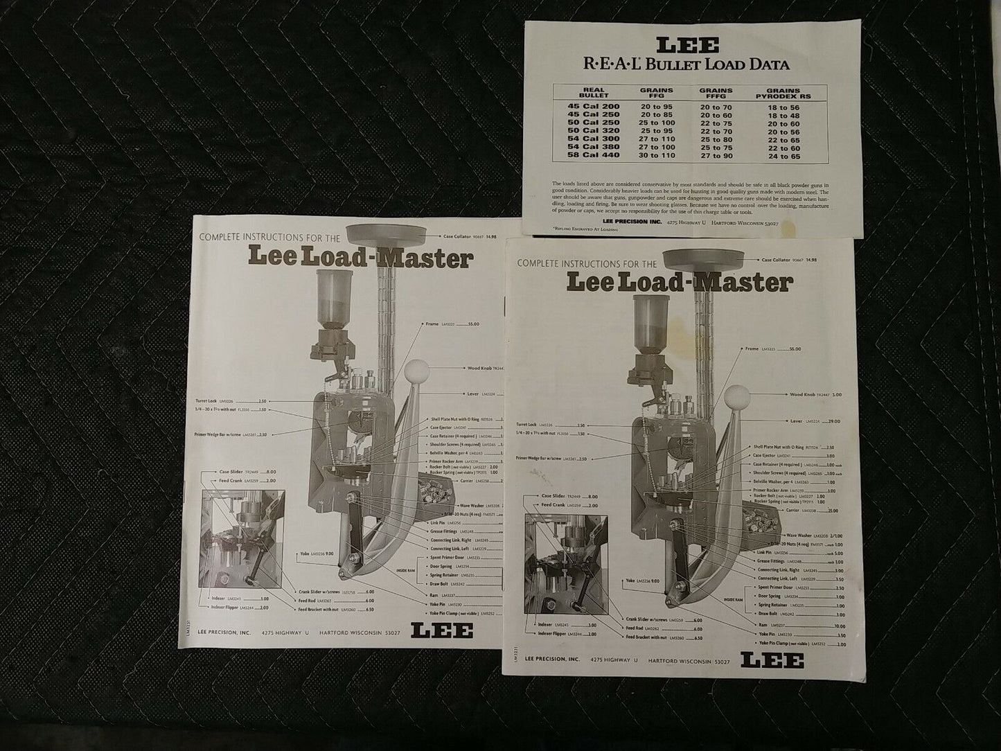 Lee Load-Master Reloading Press Carb w/38 Special/357 3 Die Set W/ Manuals