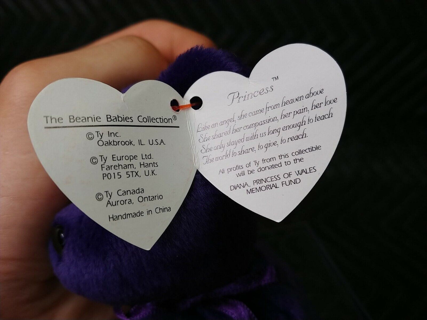 TY Beanie Baby “Princess Diana” P.E. Pellets, Space In Poem - China