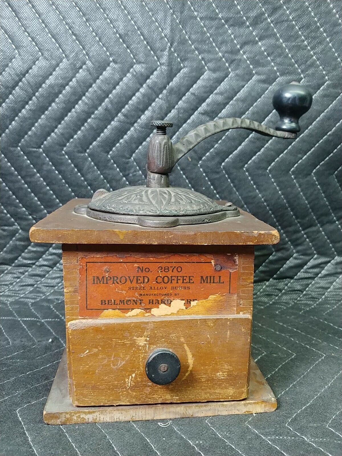 Antique Improved Coffee Mill Belmont Hardware Steel Alloy Buhrs 2870