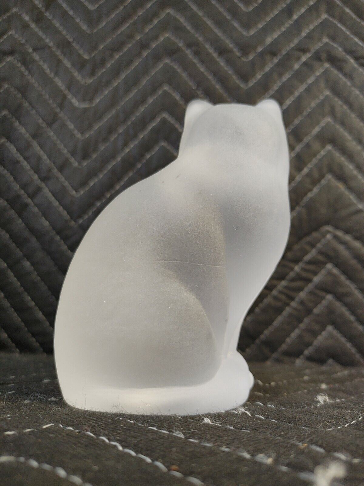 Vintage Nybro Sweden Crystal Frosted Glass Art Cat