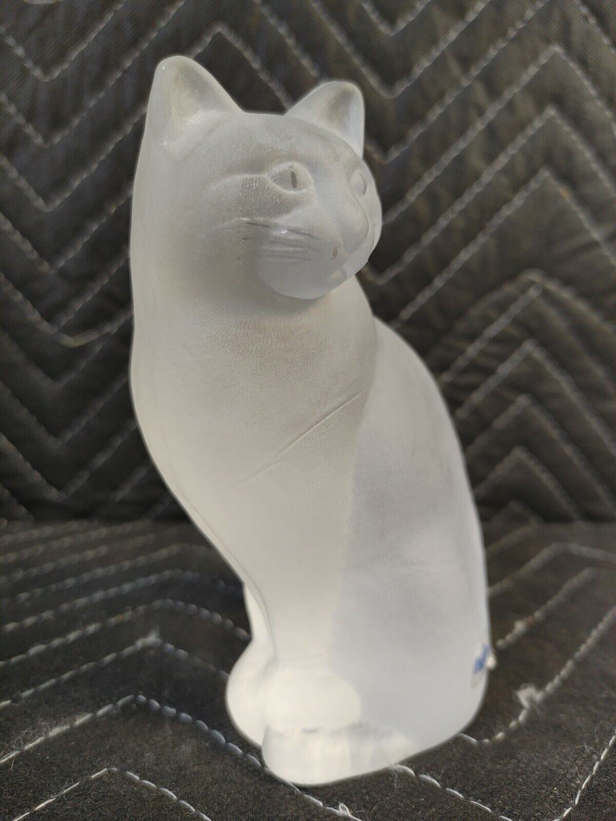 Vintage Nybro Sweden Crystal Frosted Glass Art Cat