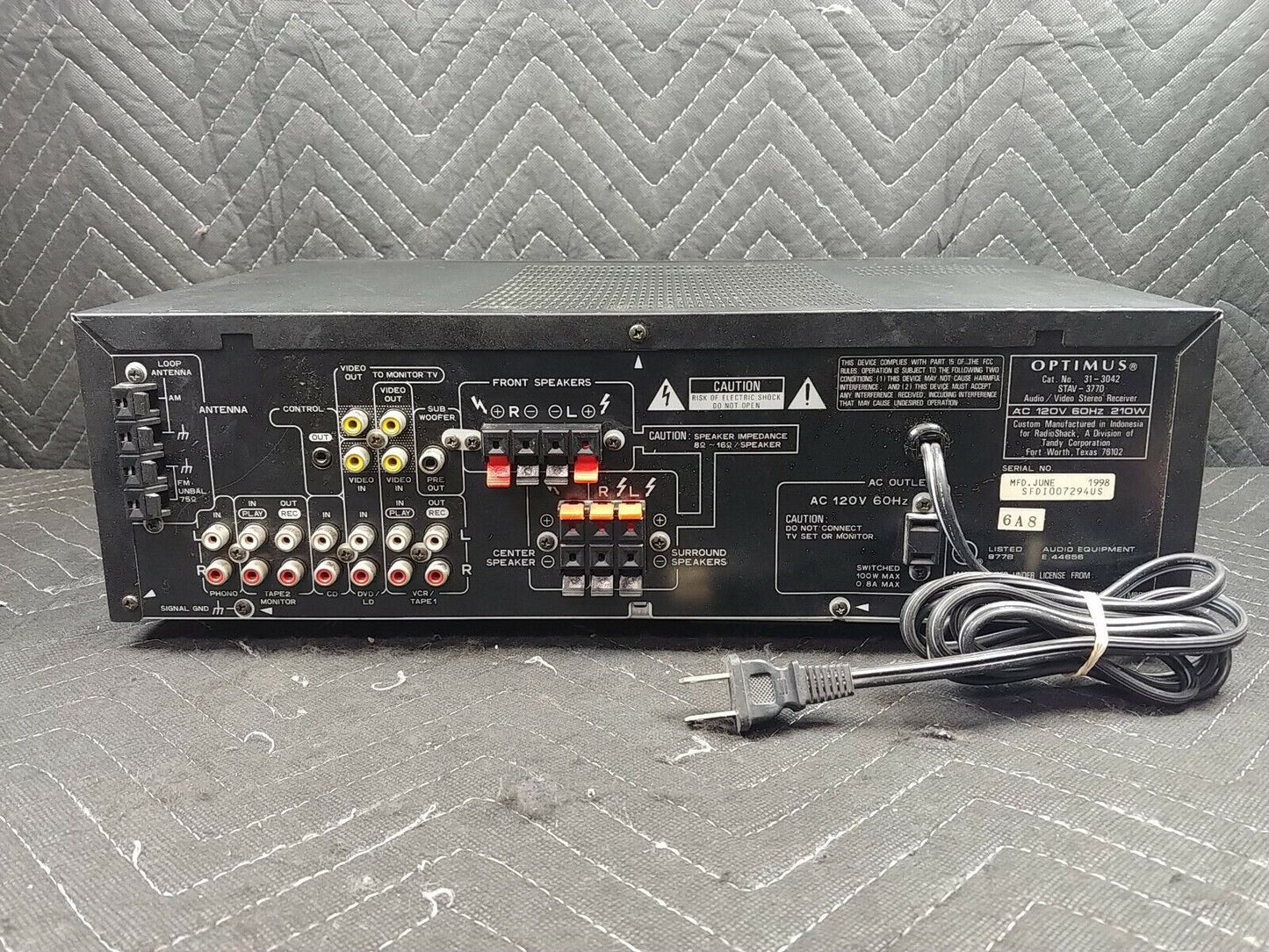 Vintage Optimus STAV-3770 Audio Video Receiver Professional Tested & Works Great