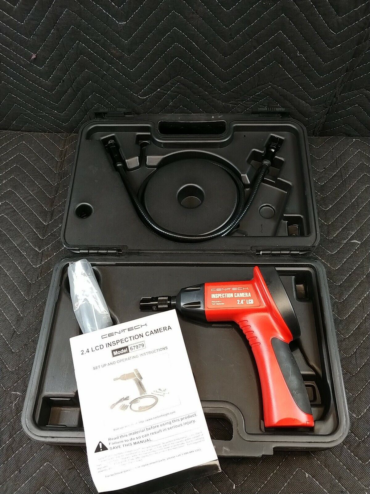 CEN-TECH 2.4 LCD inspection camera with cable and case