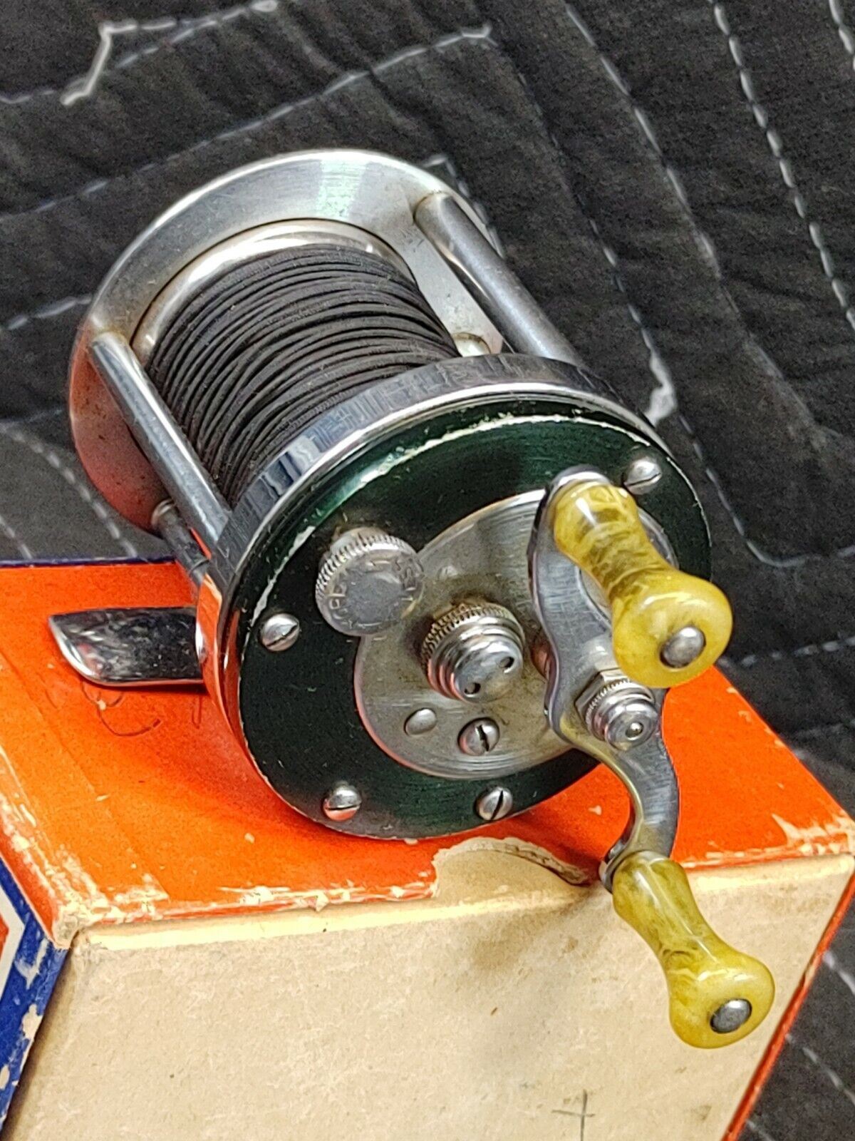 Shakespeare Marhoff No. 1964 Nickel Silver Fishing Reel Model GE w/Box + Insert