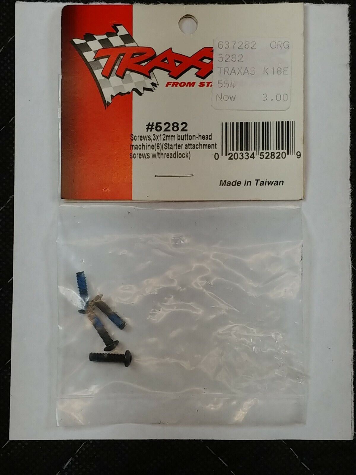 Traxxas 5282 - Qty 4 of 3x12mm button head machine screw for Starter Attachment