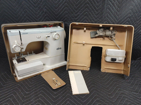 Elna 62C Free Arm Sewing Machine w/ Cams & Extras See Photos