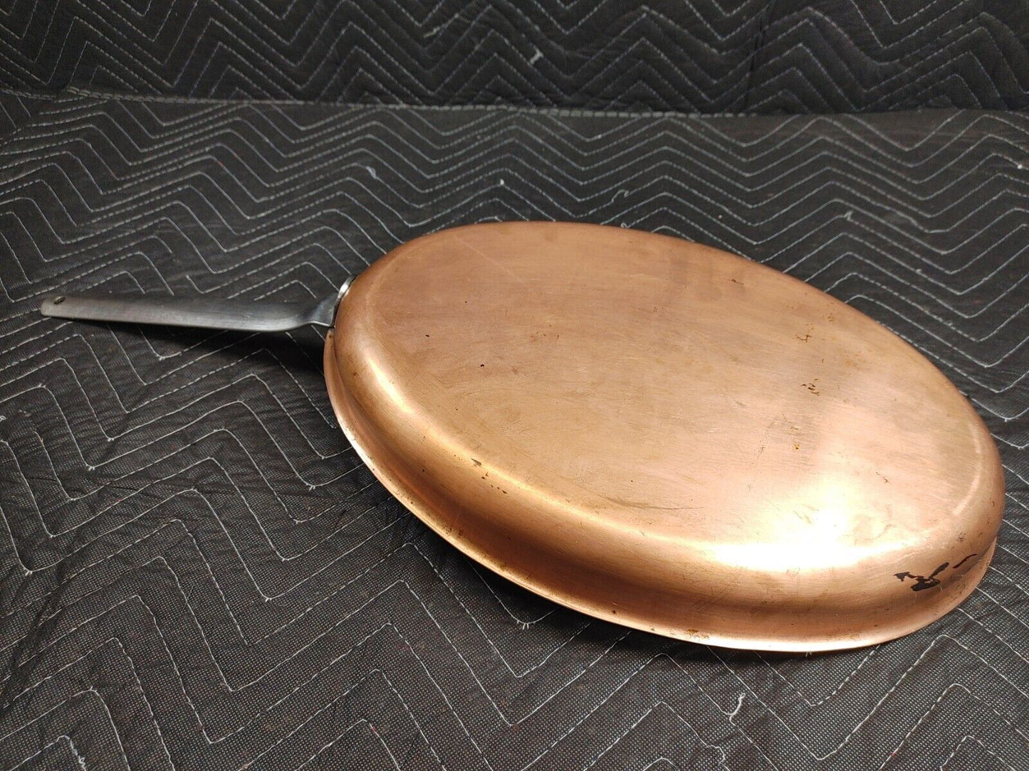 Large Copper Tin Lined Oval Fish Frying Pan Heavy Duty