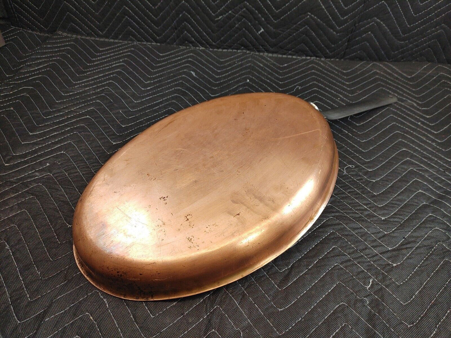 Large Copper Tin Lined Oval Fish Frying Pan Heavy Duty