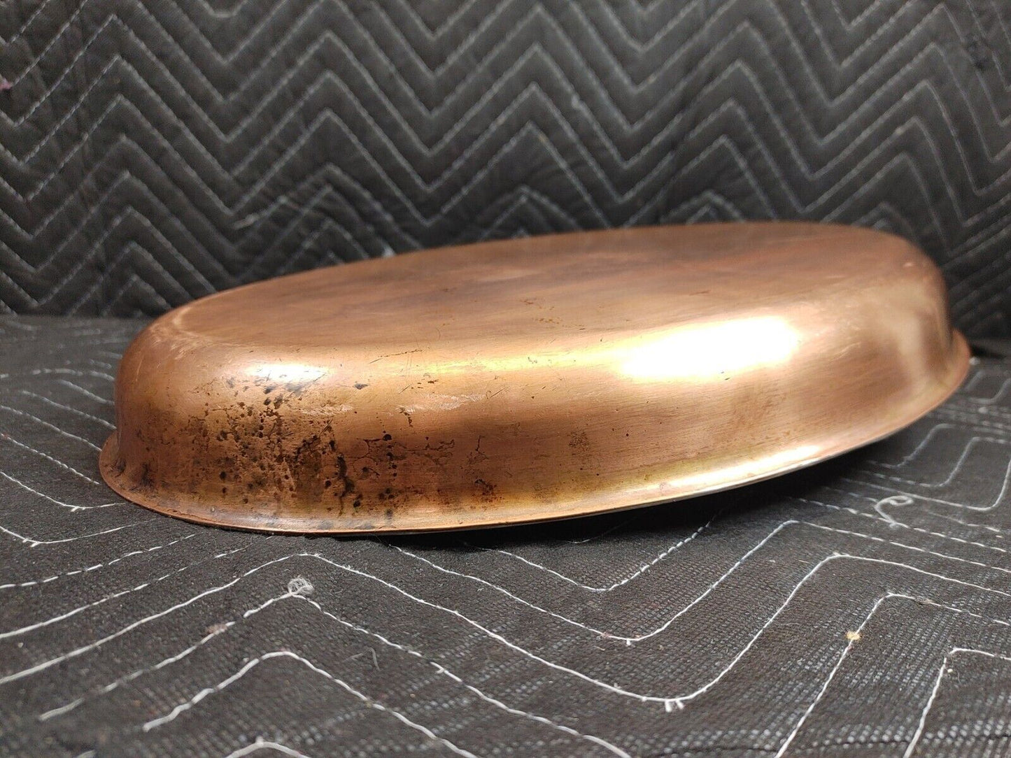 Large Copper Tin Lined Oval Fish Frying Pan Heavy Duty