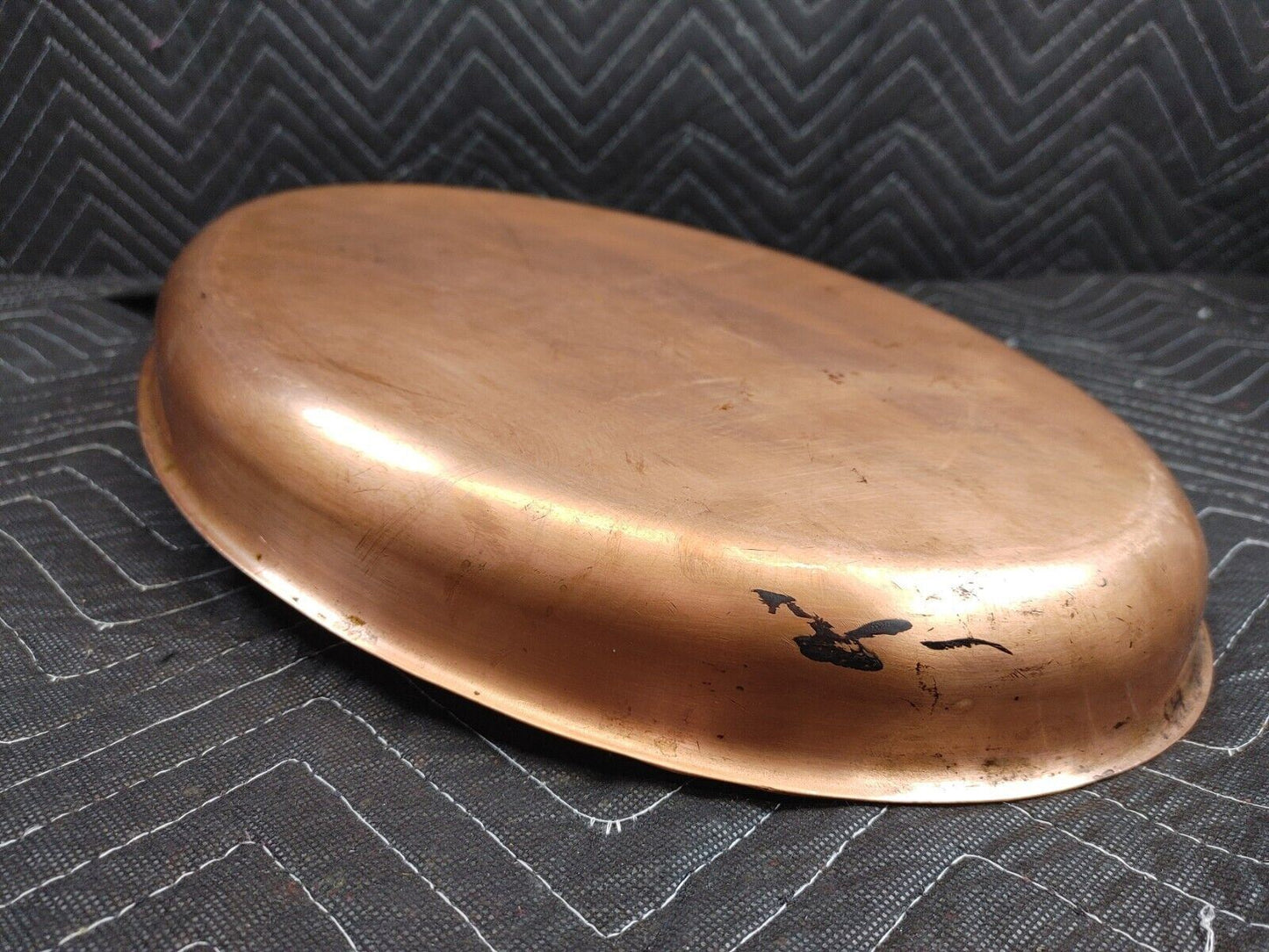 Large Copper Tin Lined Oval Fish Frying Pan Heavy Duty