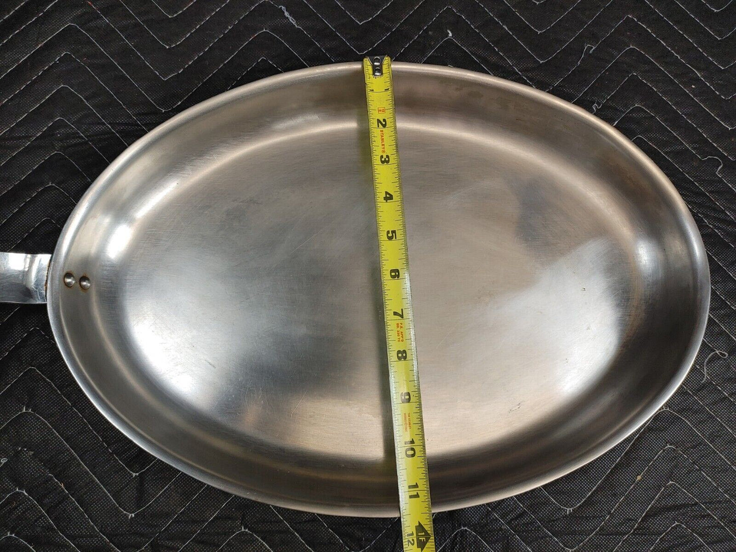 Large Copper Tin Lined Oval Fish Frying Pan Heavy Duty