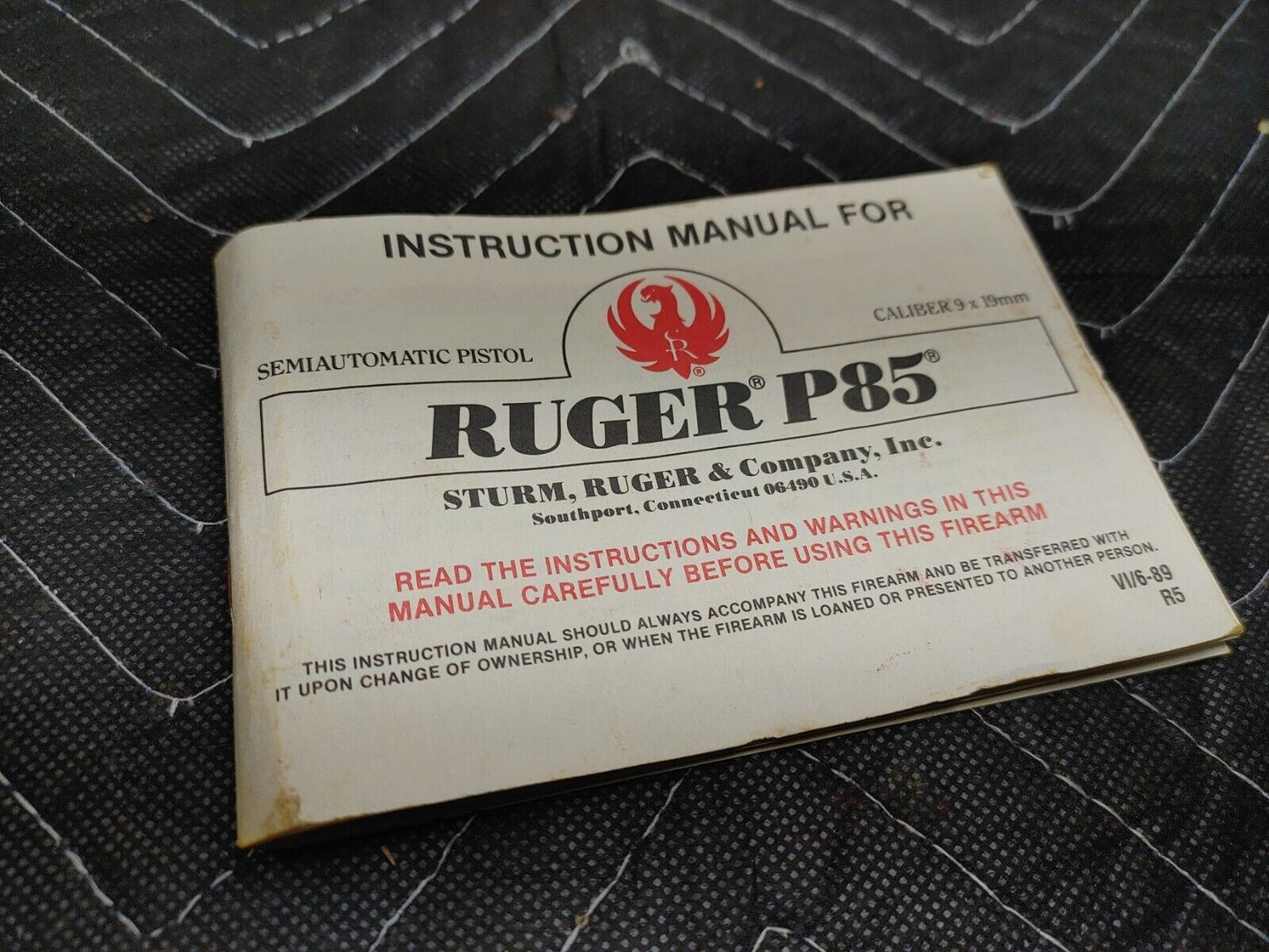 Ruger P85 9mm Factory Pistol Box with Manual (No Firearm, Box & Manual only)