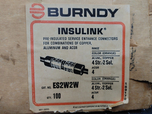 (1) Burndy Insulink ES2W2W 169170 Compression Sleeve NOS