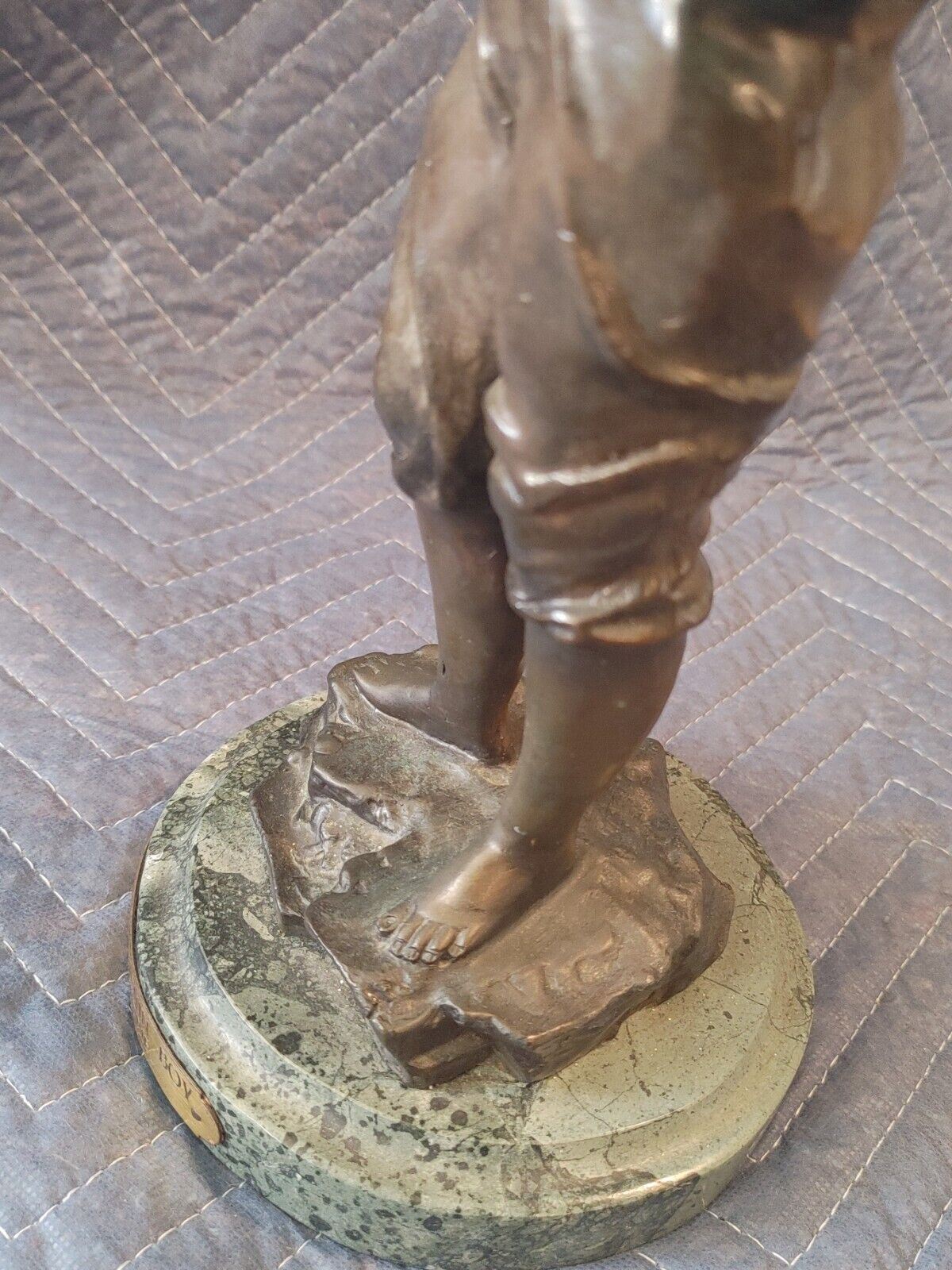 J. MORIE "HARVEST PICKIN' BOY" 16" BRONZE STATUE *SIGNED*