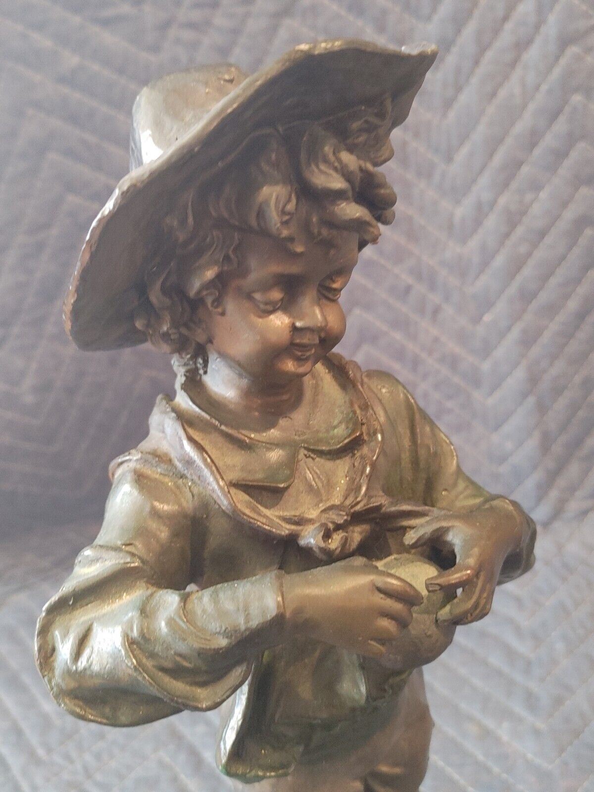 J. MORIE "HARVEST PICKIN' BOY" 16" BRONZE STATUE *SIGNED*