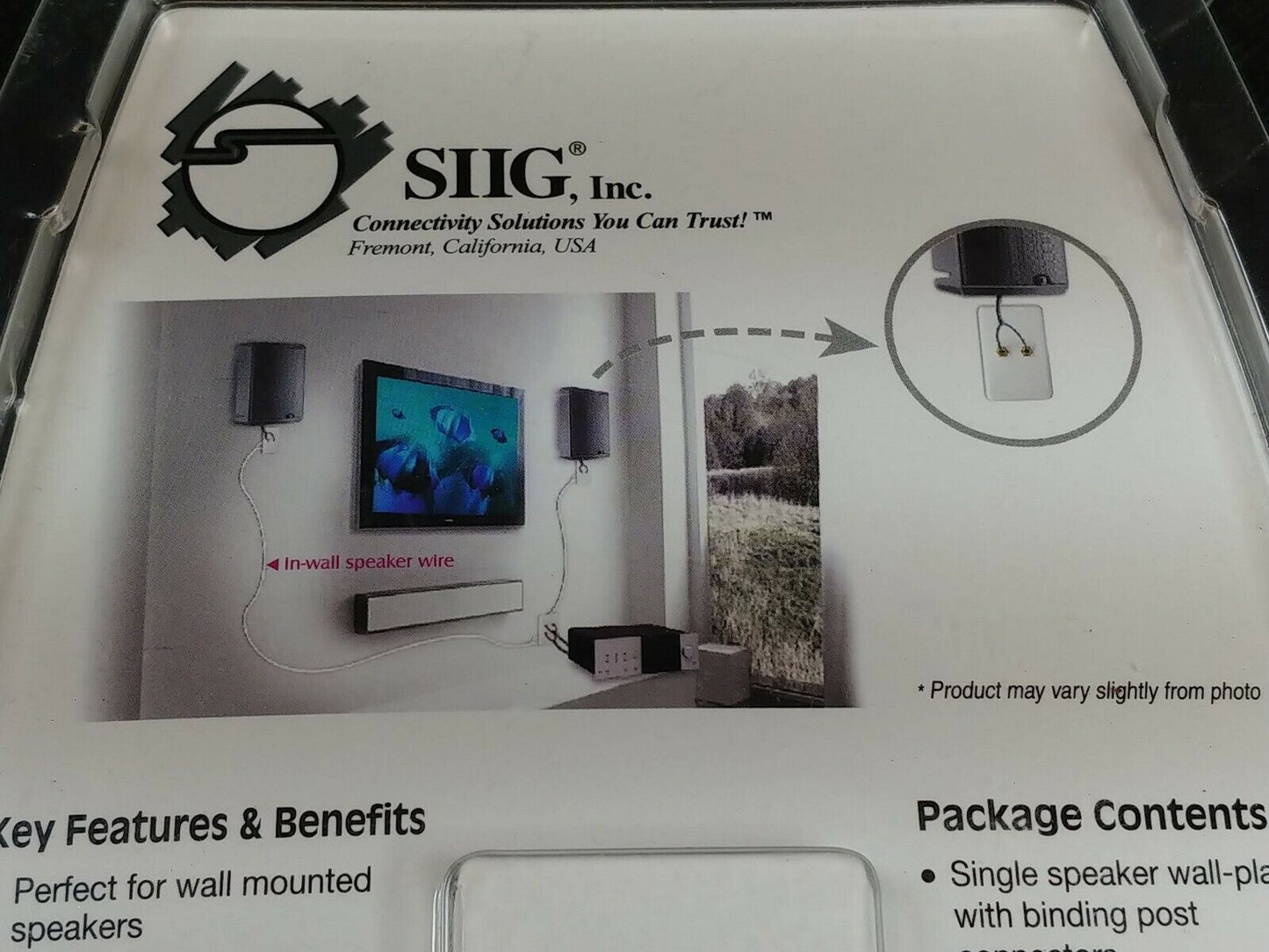 SIIG Single Speaker Wall Plate - 2 Terminal, Standard Wire & Banana Plug