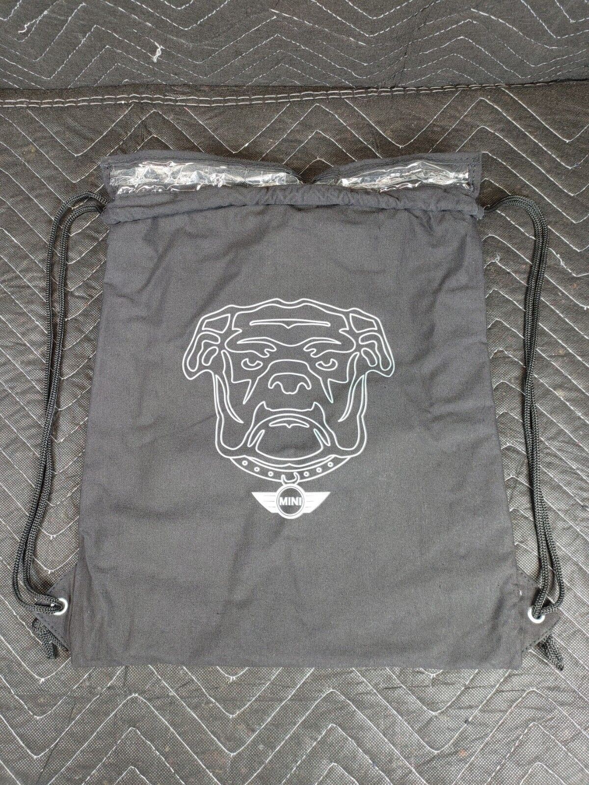Mini Cooper Car Drawstring Cinch Bag Sack English Bulldog Plastic Lined Logo