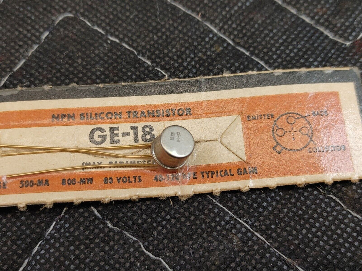 NOS GE-18 NPN Silicon Transistor General Electric TO-5 Case 500-MA 800MW 80v