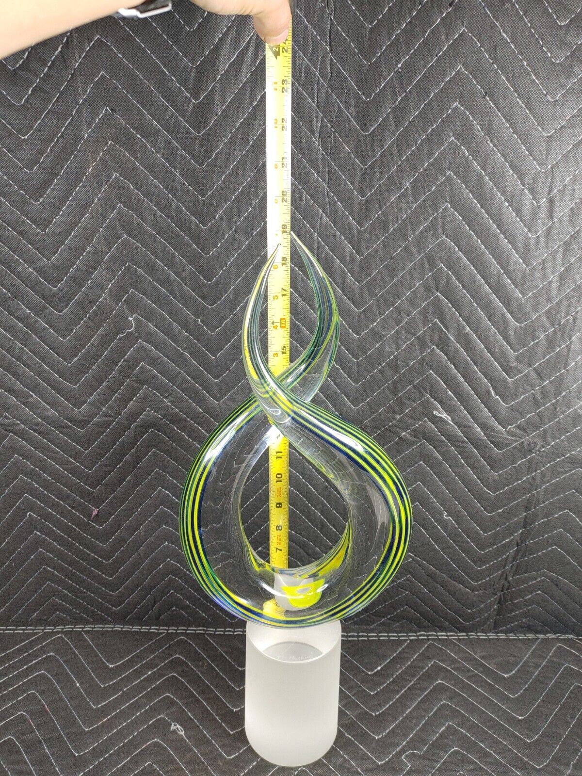 G Toso Murano Glass Sculpture Yellow (Green) & Blue - Signed