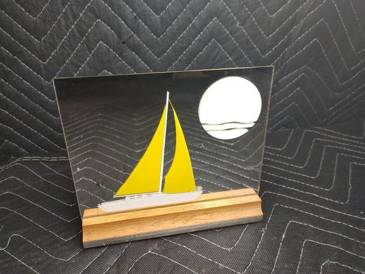 MCM John Lee 70's mirror SailBoat 6"x7"